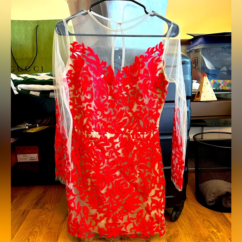 VICI Minuet Red Lace Bodycon Dress Small